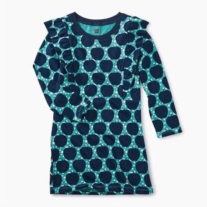 Tea Collection Liv Knit Ruffle Shoulder Apple Wax Print Babydoll Dress